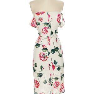 Reformation Strapless Floral Dress - Pink and Green